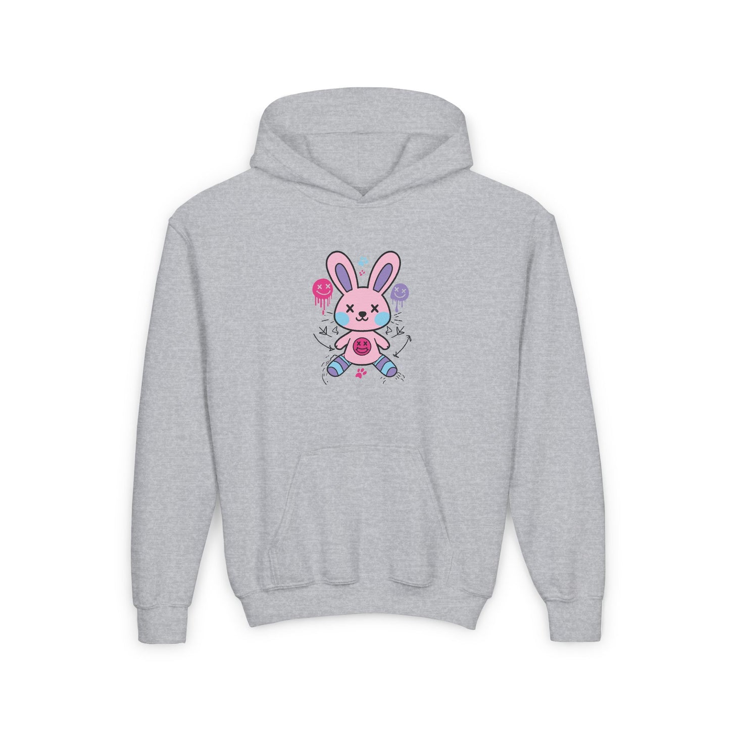 Adorable Bunny Design Youth Heavy Blend Hooded Sweatshirt - Perfect for Springtime and Easter Celebrations