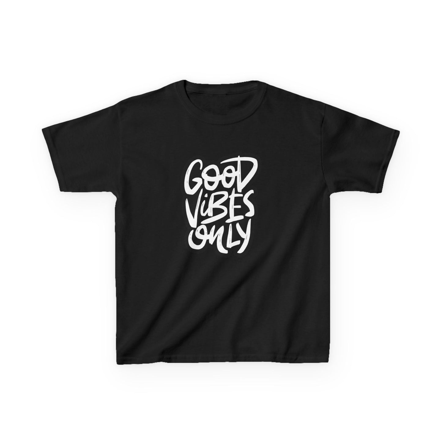 Good Vibes Only Kids Heavy Cotton Tee - Positive Message T-Shirt for Fun and Play