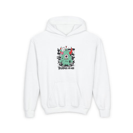 Youth Heavy Blend Hooded Sweatshirt with Monster Design - Perfect for Halloween and Everyday Fun