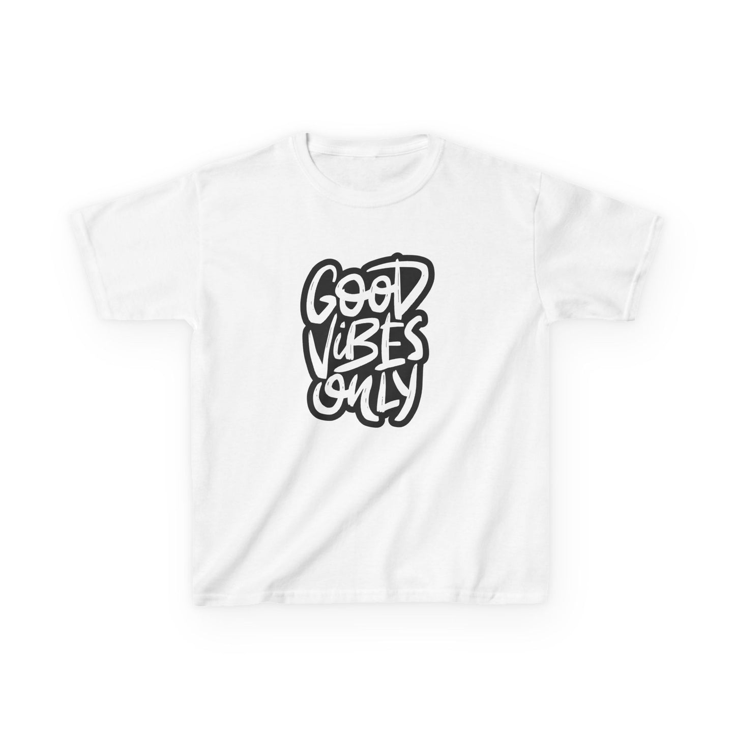 Good Vibes Only Kids Heavy Cotton Tee - Positive Message T-Shirt for Fun and Play