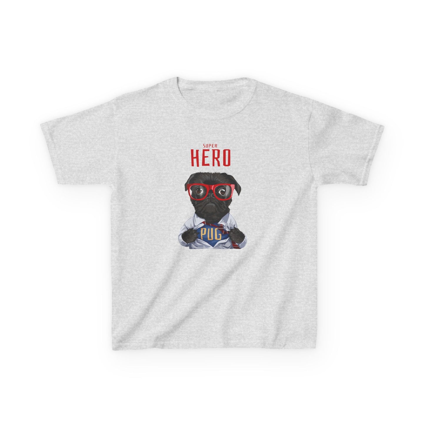 Superhero Pug Kids Heavy Cotton Tee - Fun & Playful Dog Graphic T-Shirt