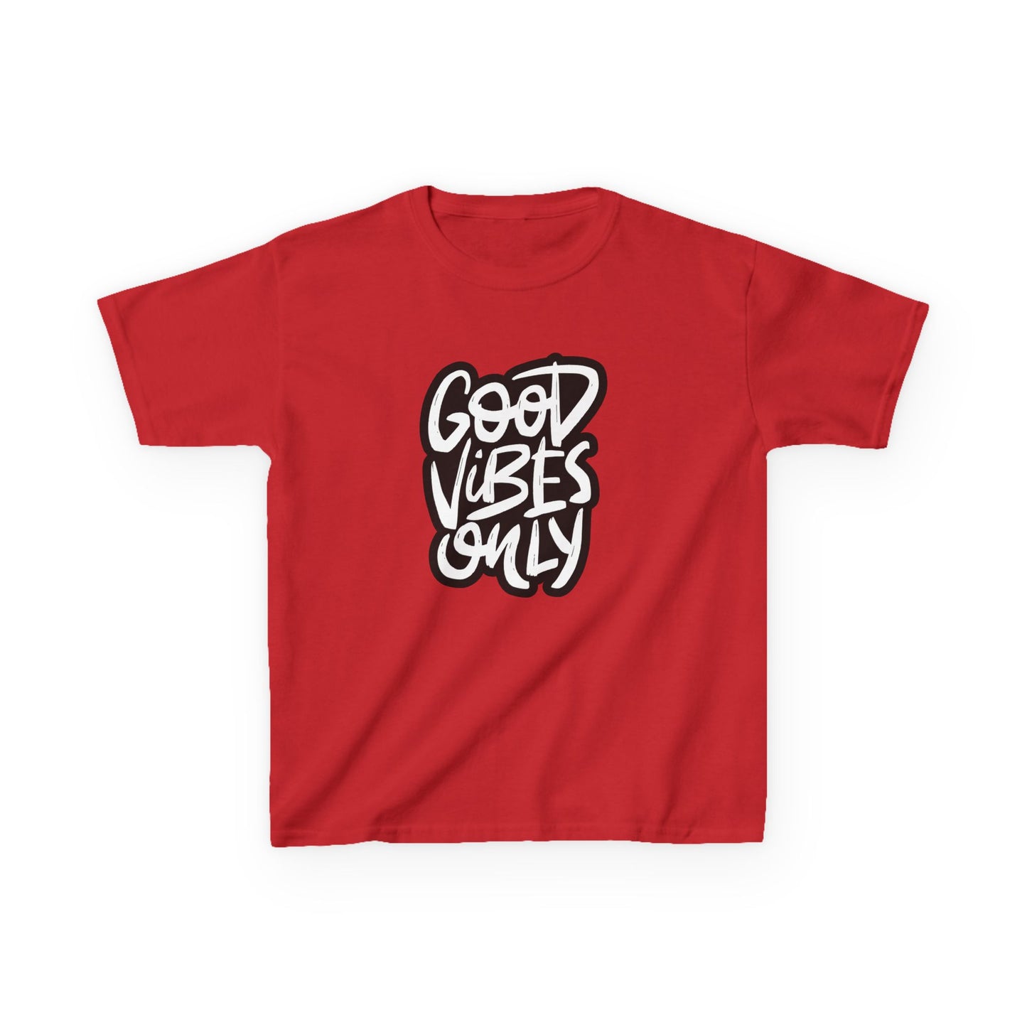 Good Vibes Only Kids Heavy Cotton Tee - Positive Message T-Shirt for Fun and Play