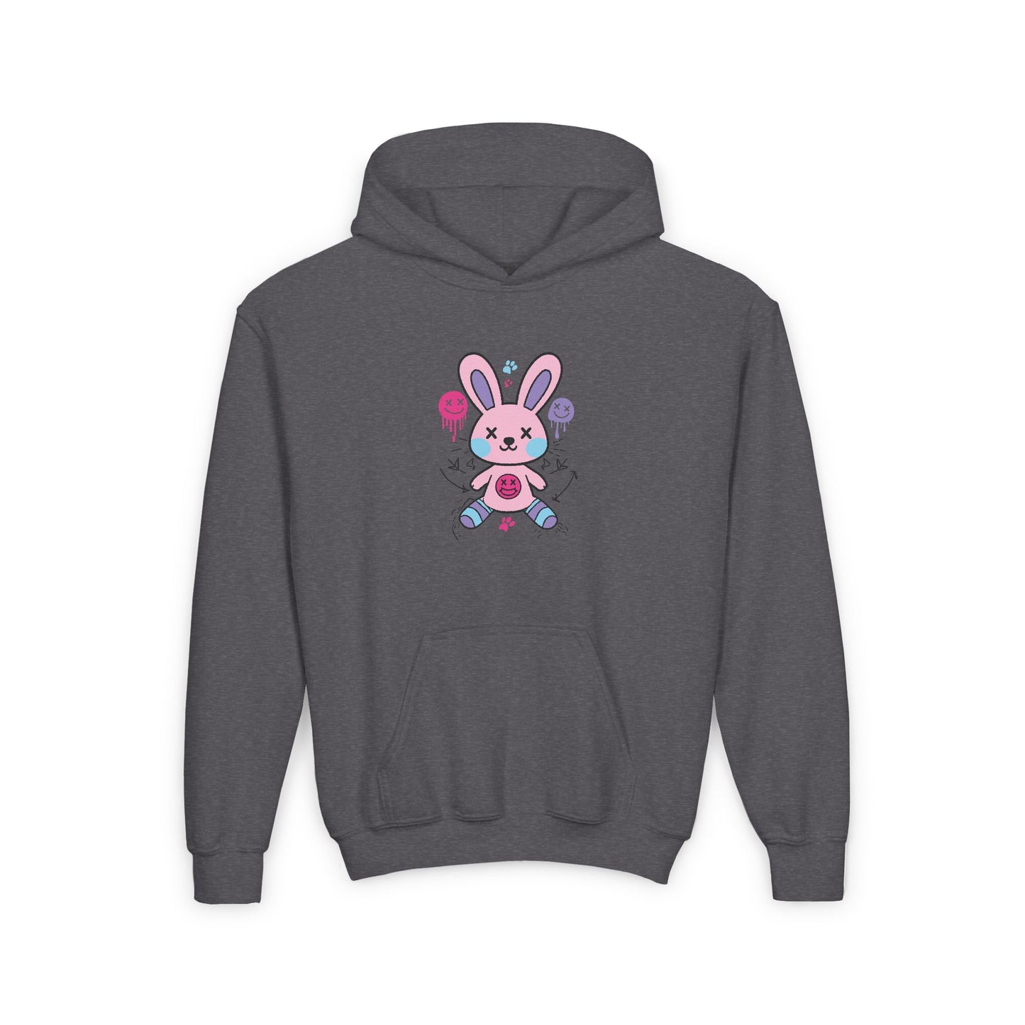 Adorable Bunny Design Youth Heavy Blend Hooded Sweatshirt - Perfect for Springtime and Easter Celebrations