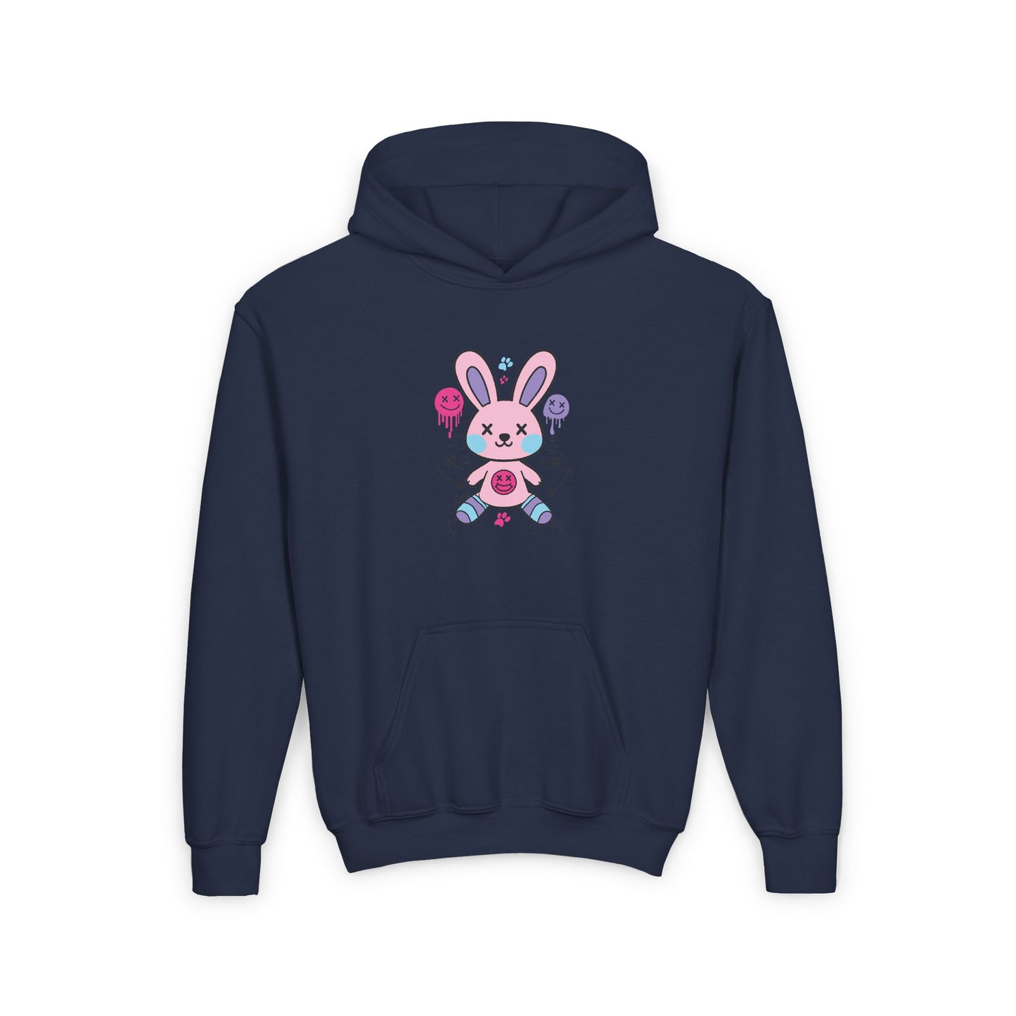 Adorable Bunny Design Youth Heavy Blend Hooded Sweatshirt - Perfect for Springtime and Easter Celebrations