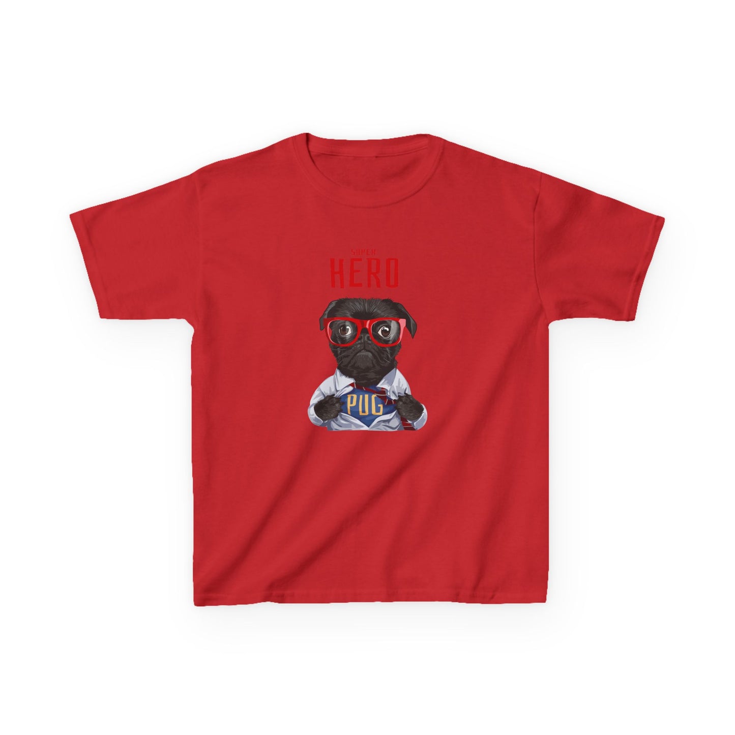 Superhero Pug Kids Heavy Cotton Tee - Fun & Playful Dog Graphic T-Shirt