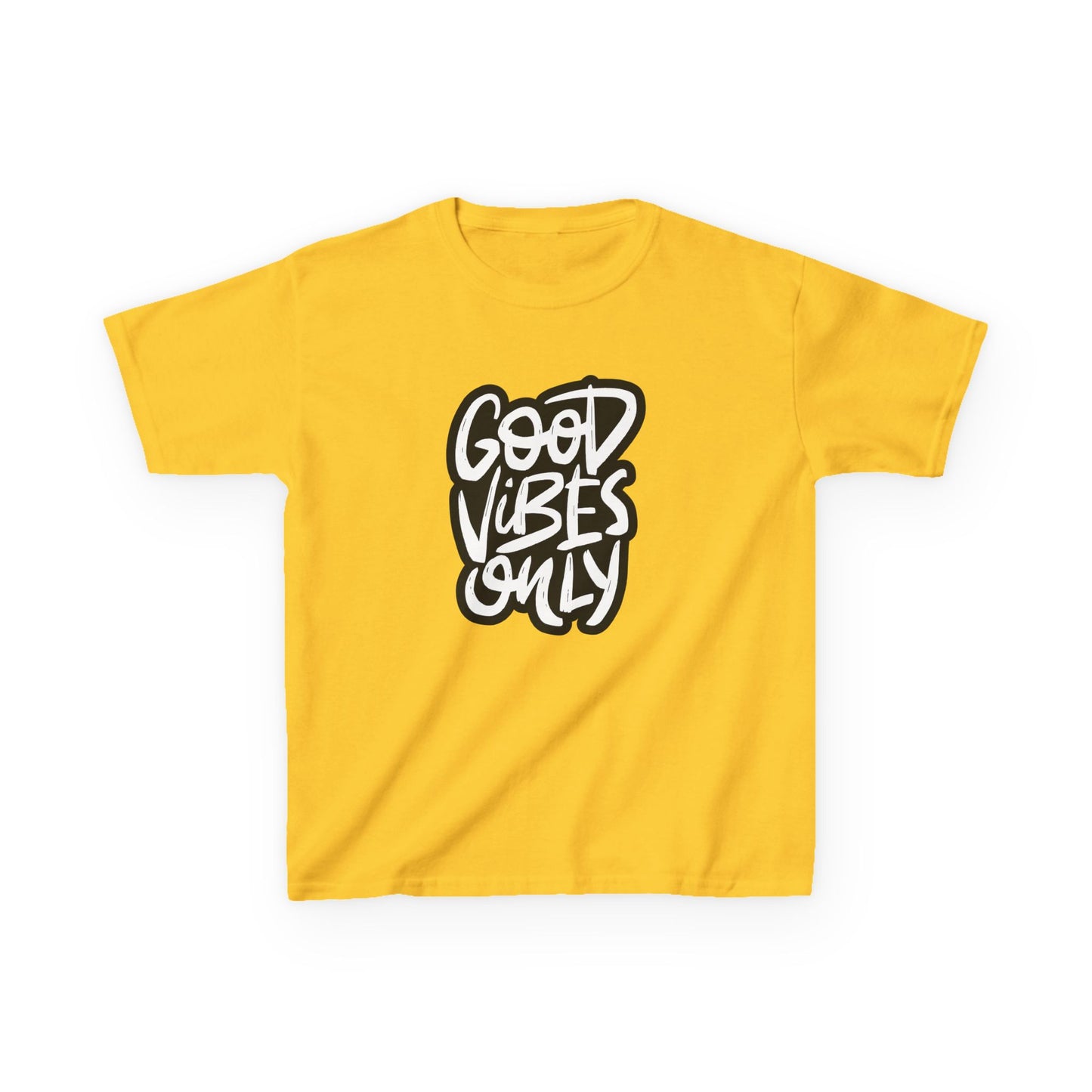 Good Vibes Only Kids Heavy Cotton Tee - Positive Message T-Shirt for Fun and Play