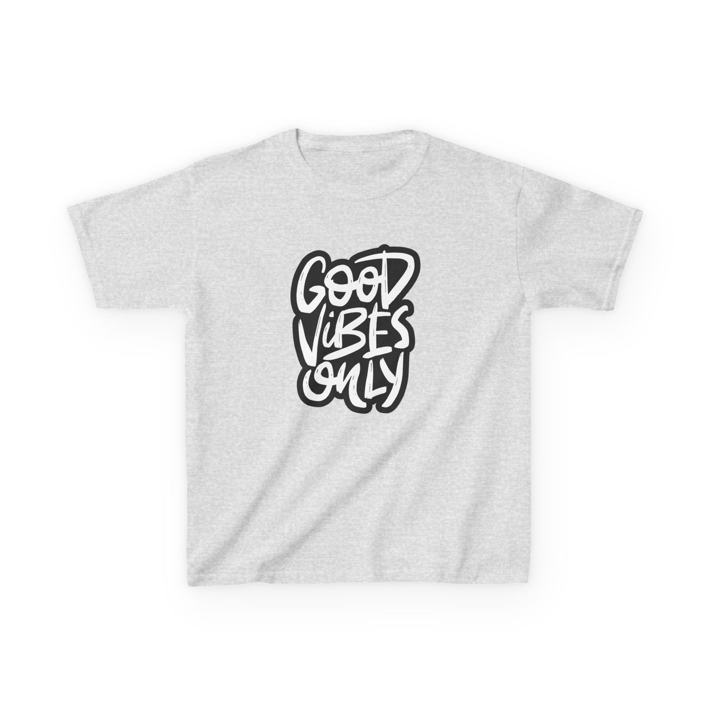 Good Vibes Only Kids Heavy Cotton Tee - Positive Message T-Shirt for Fun and Play