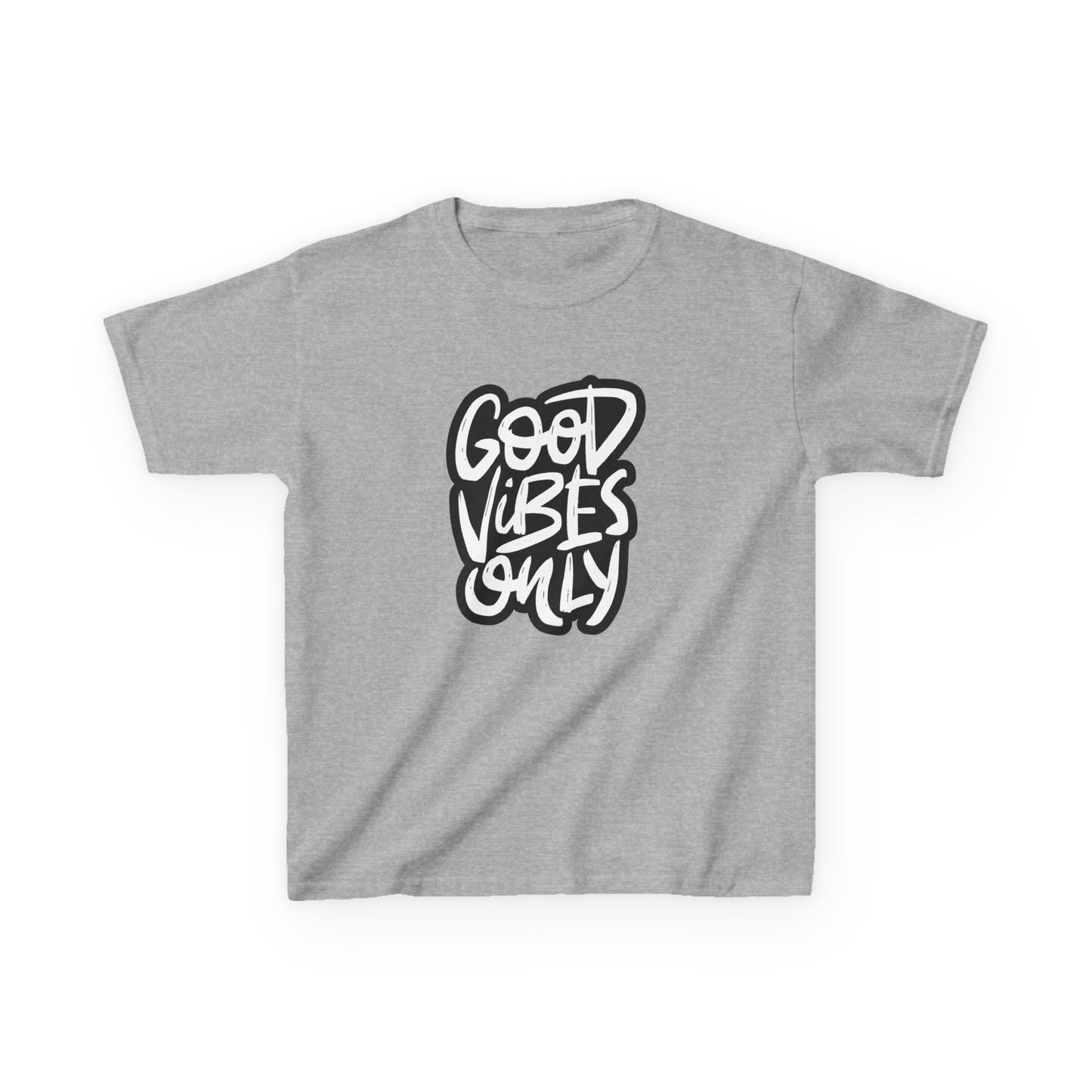 Good Vibes Only Kids Heavy Cotton Tee - Positive Message T-Shirt for Fun and Play