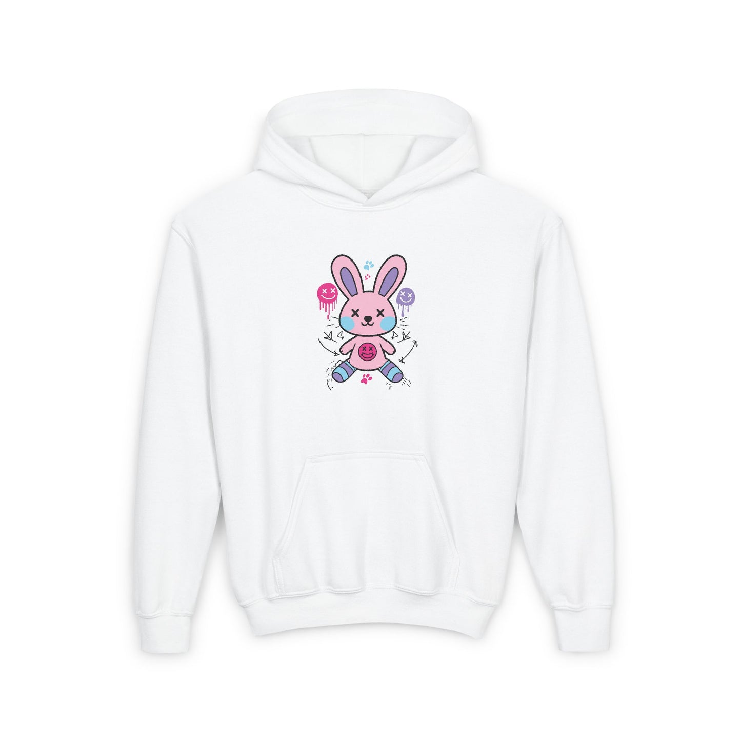 Adorable Bunny Design Youth Heavy Blend Hooded Sweatshirt - Perfect for Springtime and Easter Celebrations