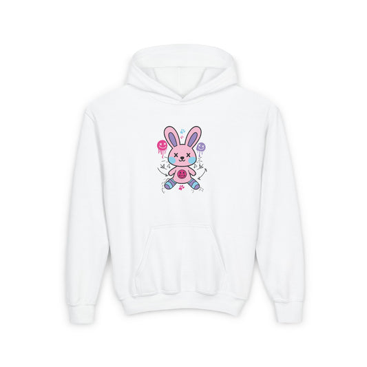 Adorable Bunny Design Youth Heavy Blend Hooded Sweatshirt - Perfect for Springtime and Easter Celebrations