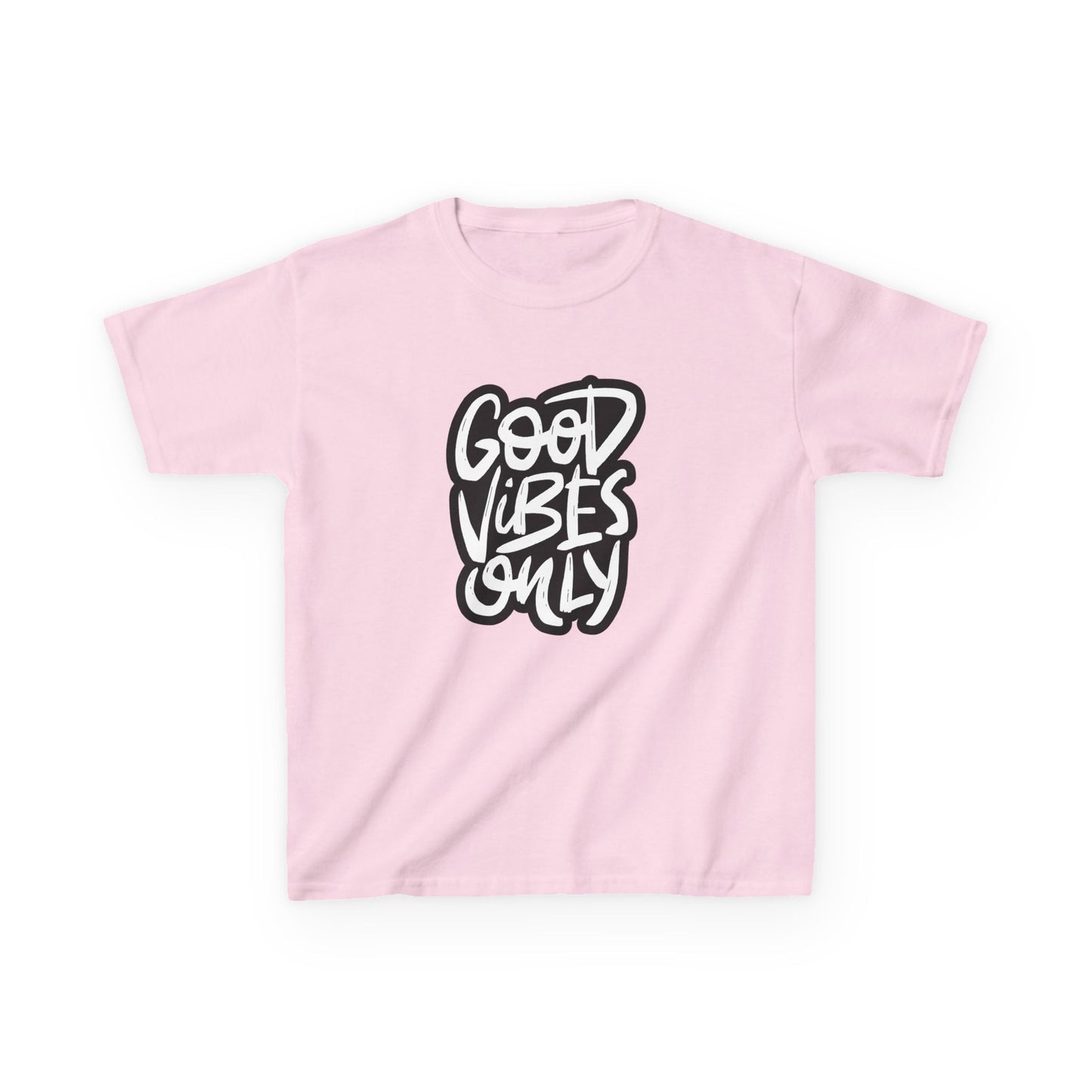 Good Vibes Only Kids Heavy Cotton Tee - Positive Message T-Shirt for Fun and Play