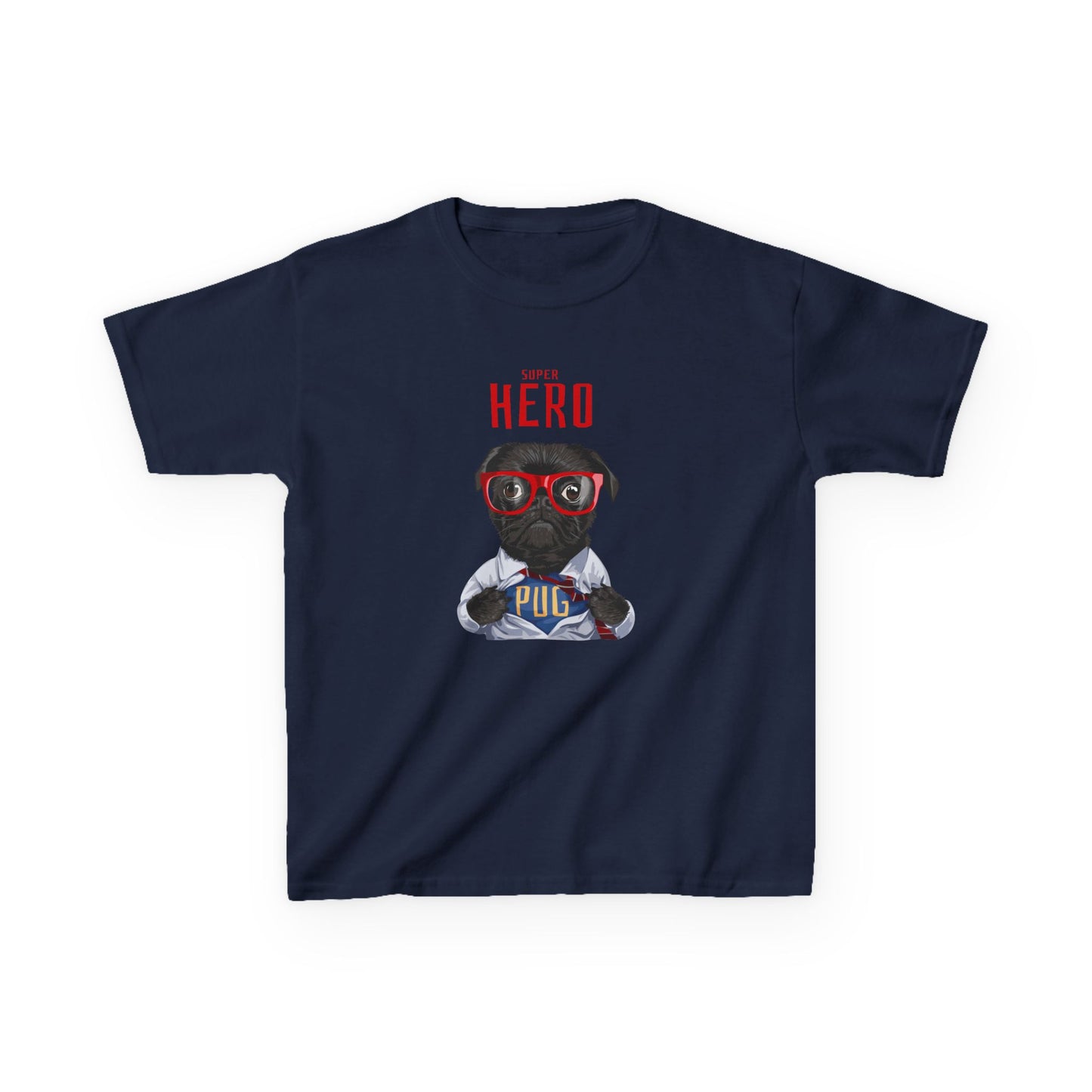 Superhero Pug Kids Heavy Cotton Tee - Fun & Playful Dog Graphic T-Shirt