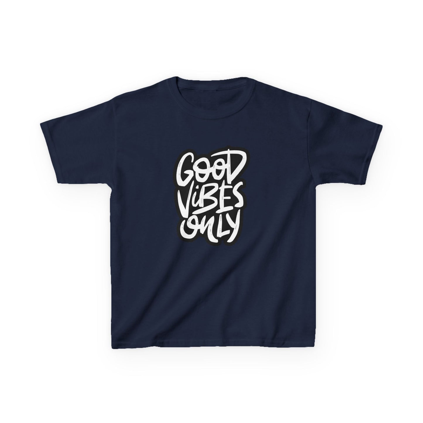 Good Vibes Only Kids Heavy Cotton Tee - Positive Message T-Shirt for Fun and Play