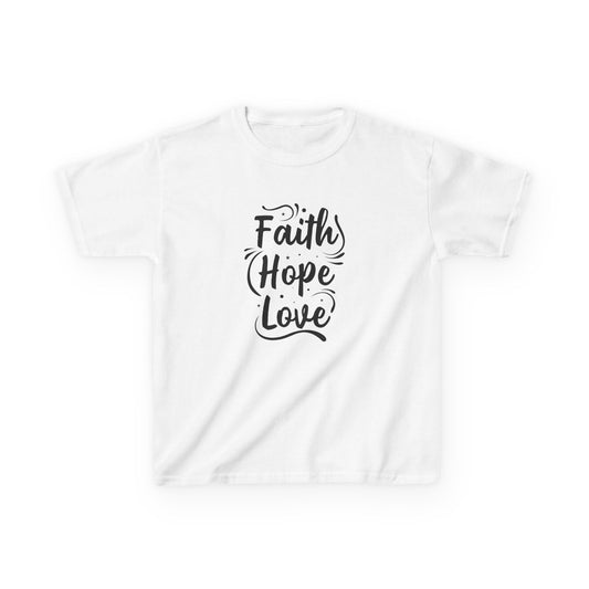 Kids Heavy Cotton™ Tee - Inspirational Faith Hope Love Shirt