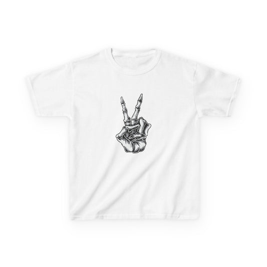 Kids Rock On Heavy Cotton Tee - Skeleton Hand Design